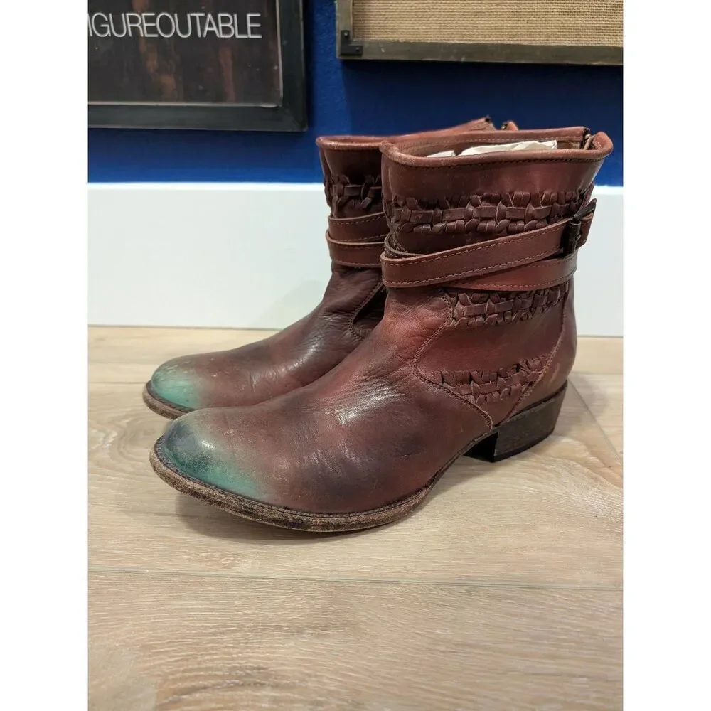 RARE Freebird by Steven Home Booties Women's Size 10 Distressed Leather